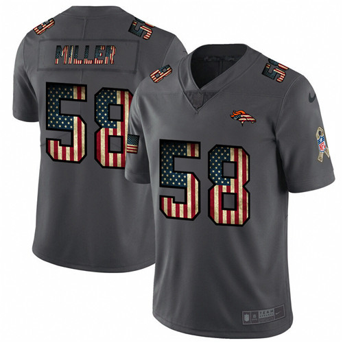 Men's Denver Broncos #58 Von Miller Grey 2019 Salute To Service USA Flag Fashion Limited Stitched NFL Jersey