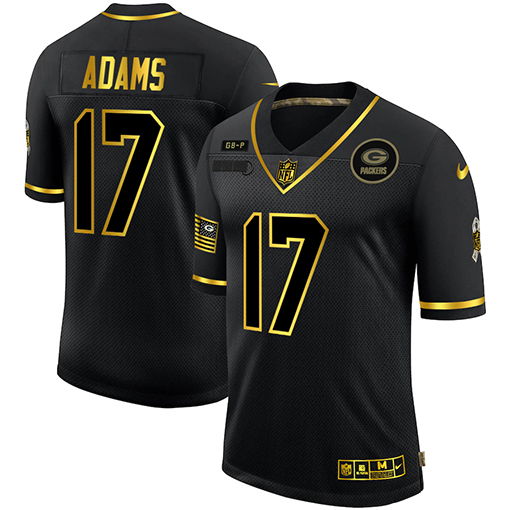 Men's Green Bay Packers #17 Davante Adams 2020 Black/Gold Salute To Service Limited Stitched NFL Jersey