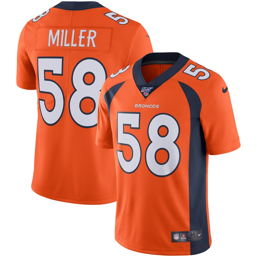 Men's Denver Broncos #58 Von Miller Orange 2019 100th Season Vapor Untouchable Limited Stitched NFL Jersey