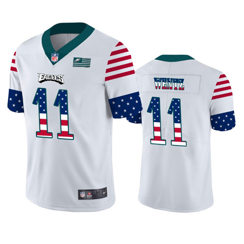 Men's Philadelphia Eagles #11 Carson Wentz White 2019 USA Flag Fashion Limited Stitched NFL Jersey