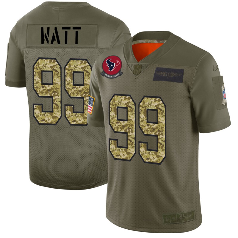 Men's Houston Texans #99 J.J. Watt 2019 Olive/Camo Salute To Service Limited Stitched NFL Jersey