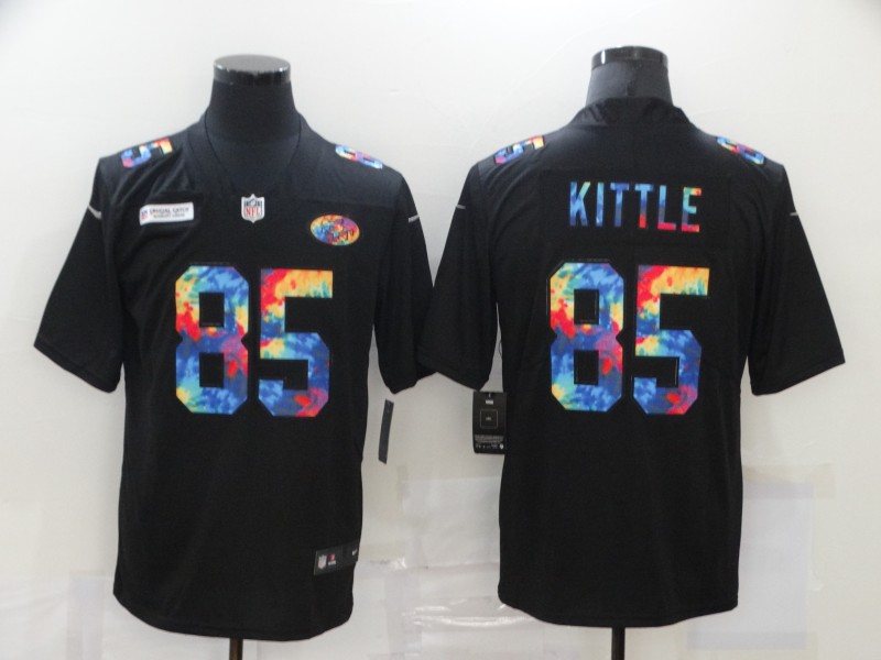 Men's San Francisco 49ers #85 George Kittle 2020 Black Crucial Catch Limited Stitched NFL Jersey