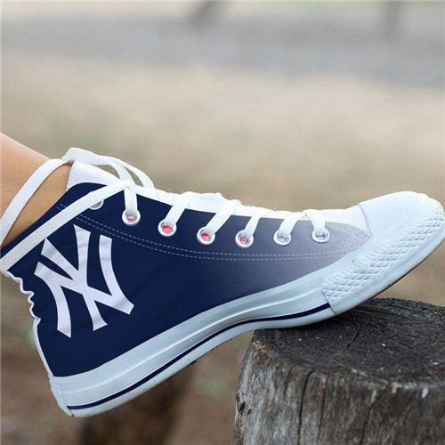 Women and Youth MLB New York Yankees Repeat Print High Top Sneakers 004