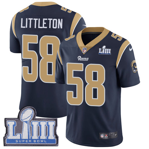 Men's Los Angeles Rams #58 Cory Littleton Navy Blue Super Bowl LIII Vapor Untouchable Limited Stitched NFL Jersey