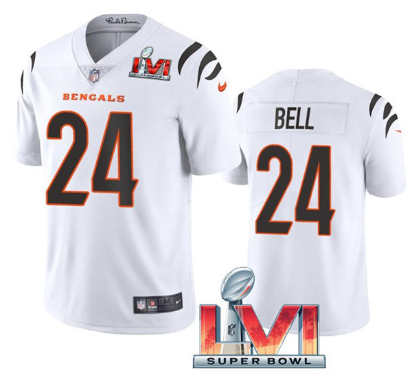 Men's Cincinnati Bengals #24 Vonn Bell White 2022 Super Bowl LVI Vapor Limited Stitched Jersey