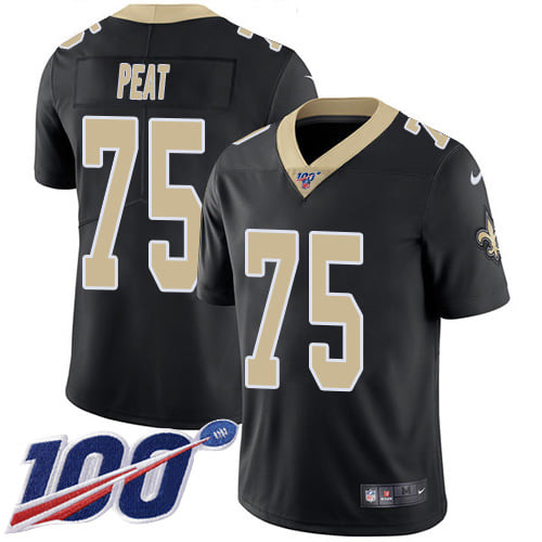 Men's New Orleans Saints #75 Andrus Peat 100th Season Black Vapor Untouchable Limited NFL Jersey