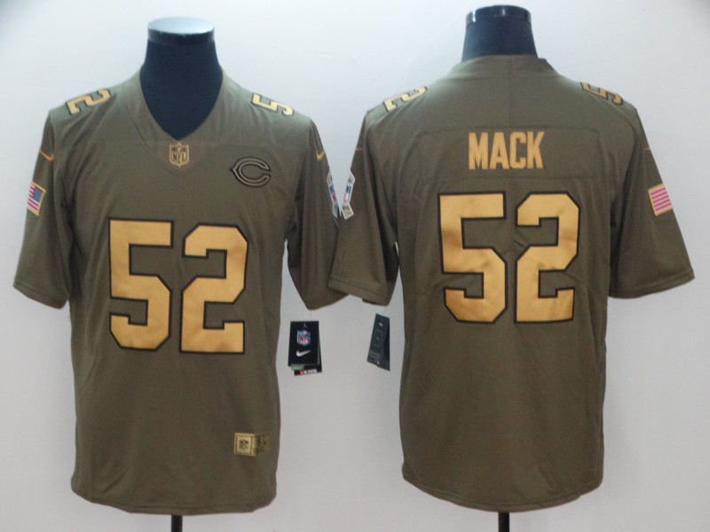 Men's Bears #52 Khalil Mack Gold Anthracite Olive Salute To Service Limited Stitched NFL Jersey