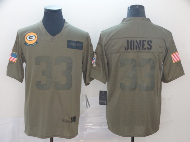 Men's Green Bay Packers #33 Aaron Jones 2019 Camo Salute To Service Limited Stitched NFL Jersey