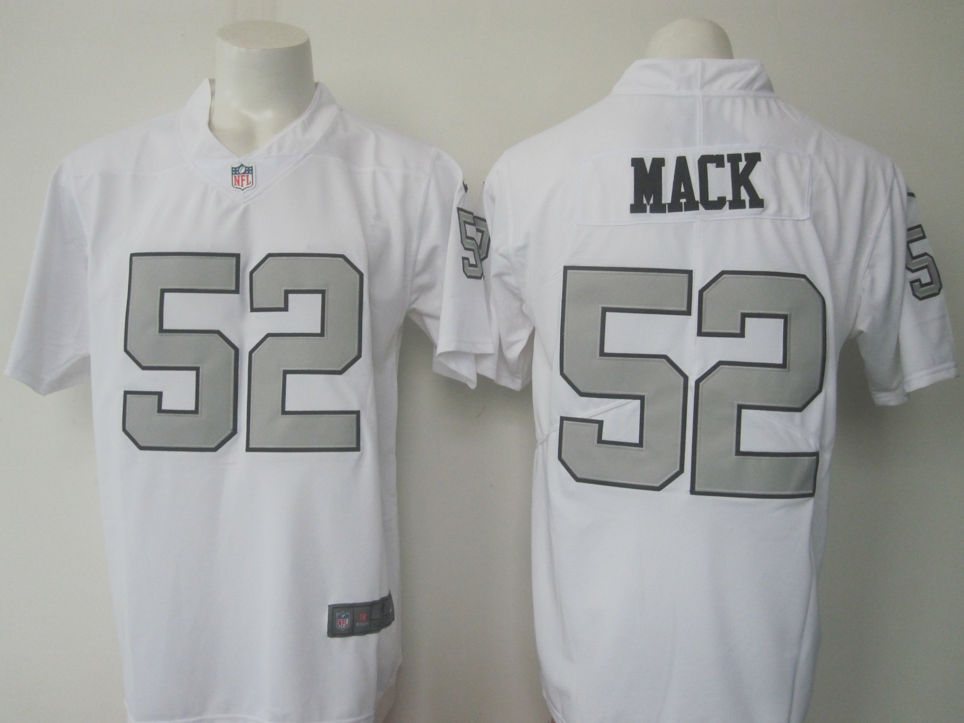 Men's Nike Raiders #52 Khalil Mack White Limited Rush Stitched NFL Jersey