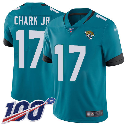 Men's Jacksonville Jaguars #17 DJ Chark Jr. Blue 2019 100th Season Vapor Untouchable Limited Stitched NFL Jersey