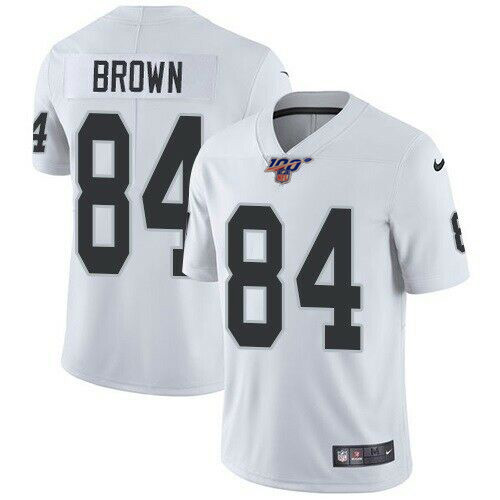 Men's Oakland Raiders 100th #84 Antonio Brown White Vapor Untouchable Limited Stitched NFL Jersey