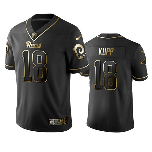 Men's Los Angeles Rams #18 Cooper Kupp Black 2019 Golden Edition Limited Stitched NFL Jersey