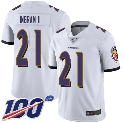 Men's Baltimore Ravens #21 Mark Ingram II White 2019 100th Season Vapor Untouchable Limited NFL Jersey