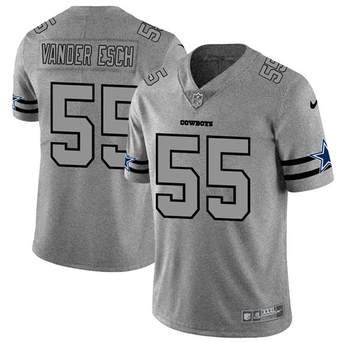 Men's Dallas Cowboys #55 Leighton Vander Esch 2019 Gray Gridiron Team Logo Stitched NFL Jersey