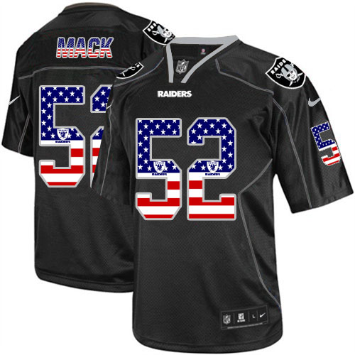 Men's Nike Raiders #52 Khalil Mack Black USA Flag Fashion Elite Stitched Jersey