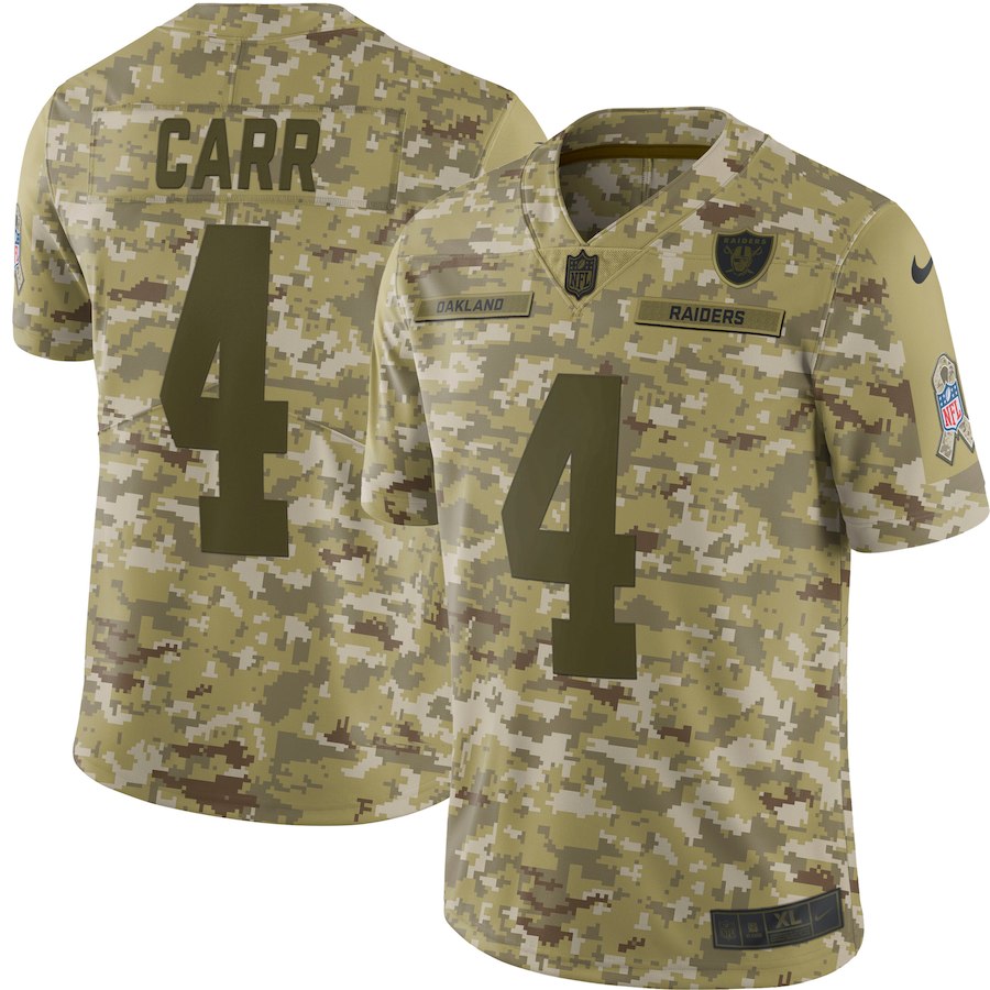Men's Raiders #4 Derek Carr 2018 Camo Salute to Service Limited Stitched NFL Jersey