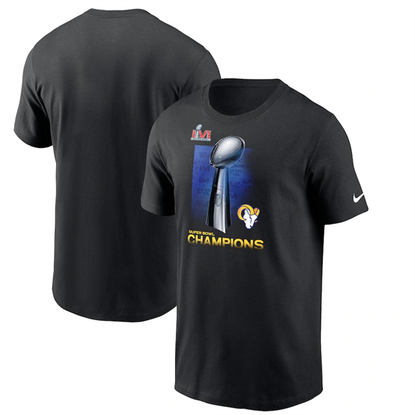 Men's Los Angeles Rams 2022 Black Super Bowl LVI Champions T-Shirt