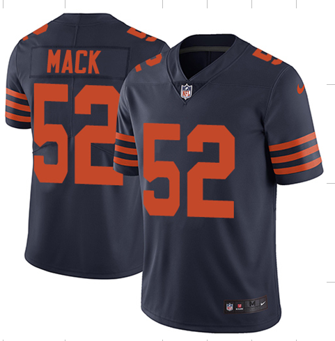 Men's Chicago Bears #52 Khalil Mack Navy Throwback Vapor Untouchable Limited Stitched NFL Jersey