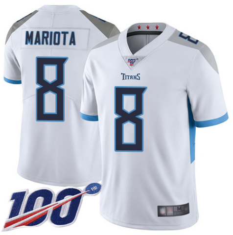 Men's Tennessee Titans #8 Marcus Mariota White 2019 100th Season Vapor Untouchable Limited Stitched NFL Jersey