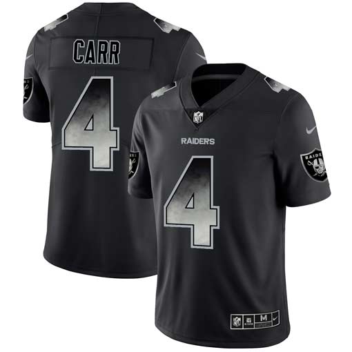 Men's Oakland Raiders #4 Derek Carr2019 Black Smoke Fashion Limited Stitched NFL Jersey
