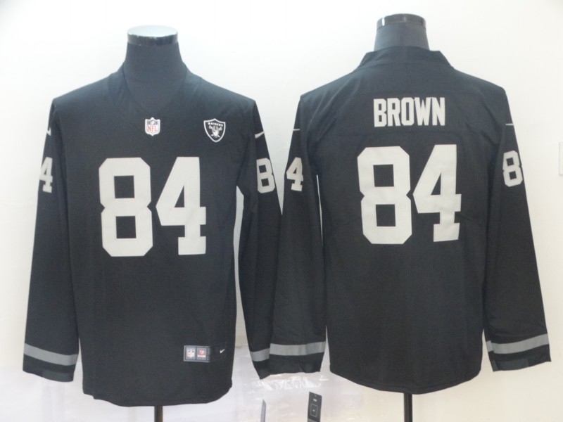 Men's Oakland Raiders #84 Antonio Brown Black Therma Long Sleeve Stitched NFL Jersey