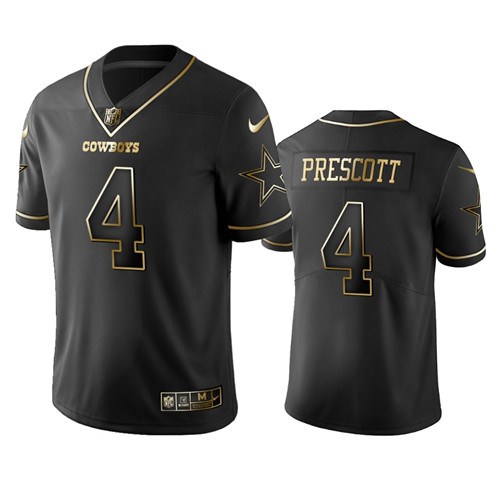 Men's Dallas Cowboys #4 Dak Prescott Black 2019 Golden Edition Stitched NFL Jersey