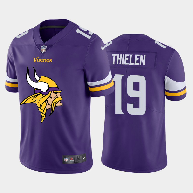 Men's Minnesota Vikings #19 Adam Thielen Purple 2020 Team Big Logo Limited Stitched NFL Jersey