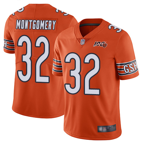 Men's Chicago Bears #32 David Montgomery Orange 2019 100th Season Vapor Untouchable Limited NFL Jersey