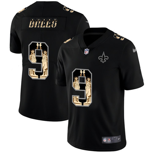 Men's New Orleans Saints #9 Drew Brees 2019 Black Statue Of Liberty Limited Stitched NFL Jersey