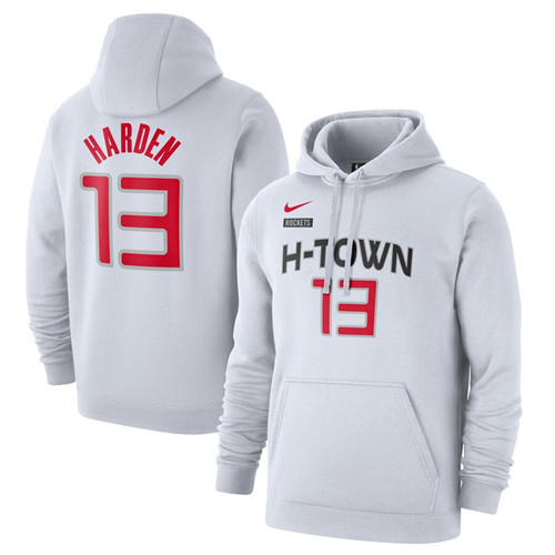 Men's Houston Rockets #13 James Harden or Custom White 201920 City Edition Name & Number Pullover Hoodie