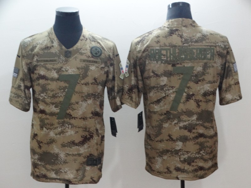 Men's Steelers #7 Ben Roethlisberger 2018 Camo Salute to Service Limited Stitched NFL Jersey