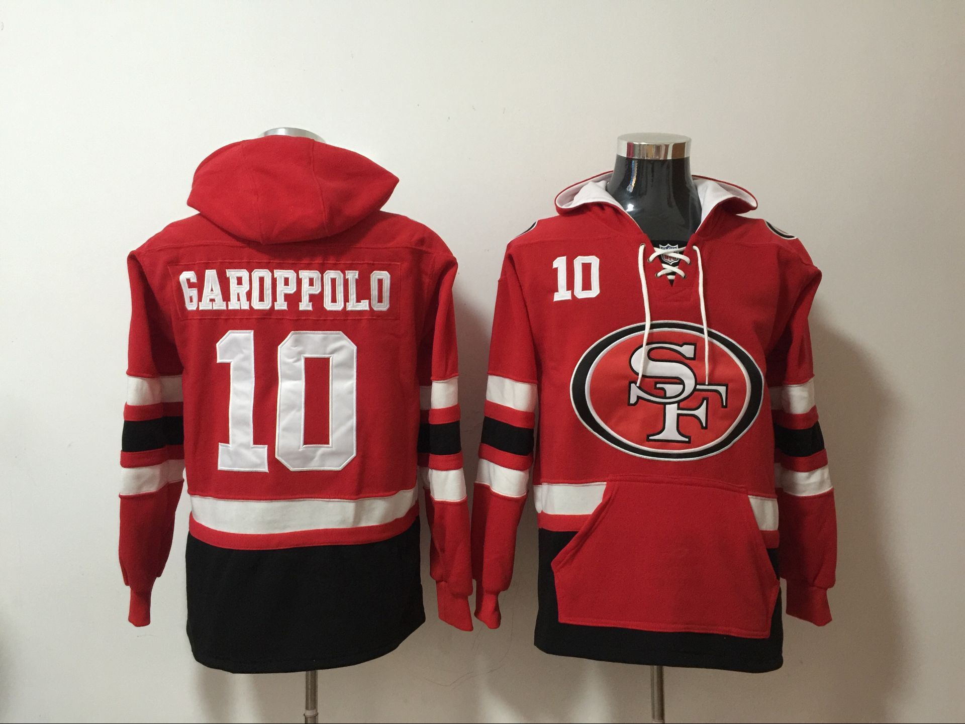 Men's San Francisco 49ers #10 Jimmy Garoppolo Red All Stitched NFL Hoodie Sweatshirt