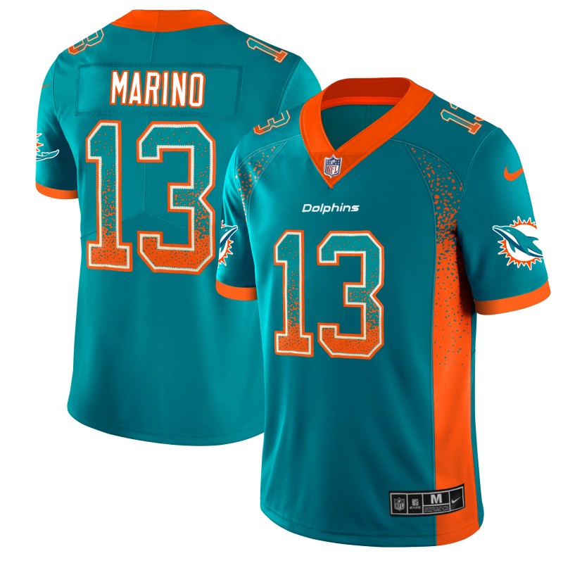Men's Dolphins #13 Dan Marino Aqua 2018 Drift Fashion Color Rush Limited Stitched NFL Jersey