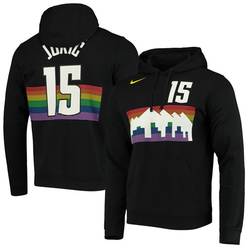 Men's Denver Nuggets #15 Nikola Jokic or Custom Black 201920 City Edition Name & Number Pullover Hoodie