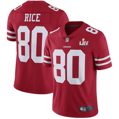 Men's San Francisco 49ers #80 Jerry Rice Red Super Bowl LIV Vaper Untouchable Limited Stitched NFL Jersey