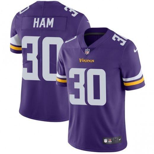 Men's Minnesota Vikings #30 C.J. Ham Purple Vapor Untouchable Limited Stitched NFL Jersey.