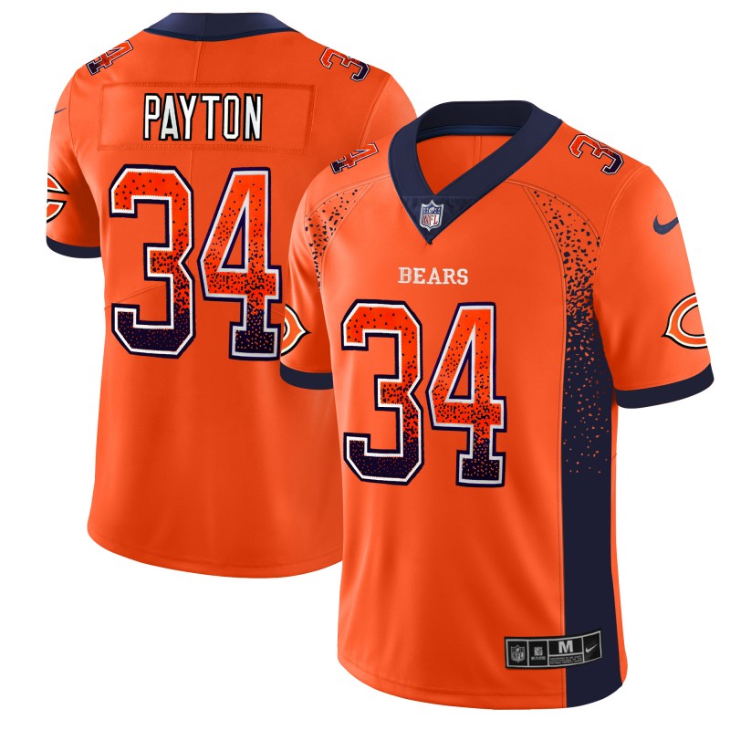 Men's Chicago Bears #34 Walter Payton Orange 2018 Drift Fashion Color Rush Limited Stitched NFL Jersey