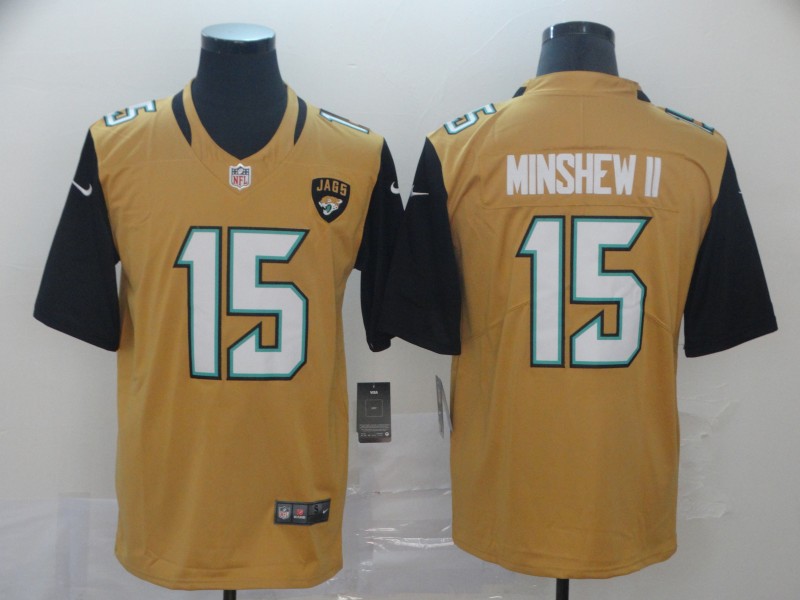 Men's Jacksonville Jaguars #15 Gardner Minshew II Yellow Color Rush Stitched NFL Jersey