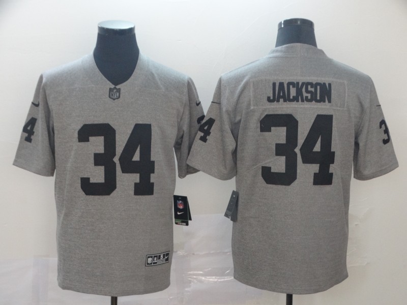 Men's Oakland Raiders #34 Bo Jackson Grey Limited Stitched NFL Jersey