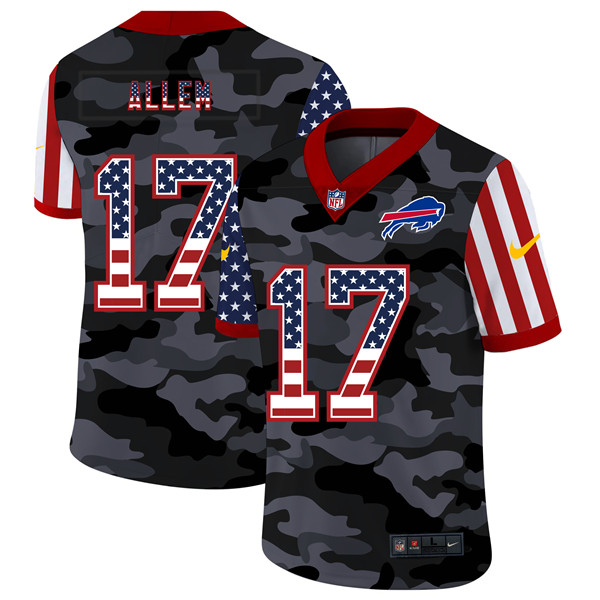 Men's Buffalo Bills #17 Josh Allen 2020 Camo USA Flag Limited Stitched NFL Jersey