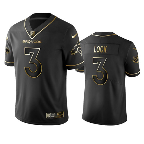 Men's Denver Broncos #3 Drew Lock Black 2019 Golden Edition Limited Stitched NFL Jersey