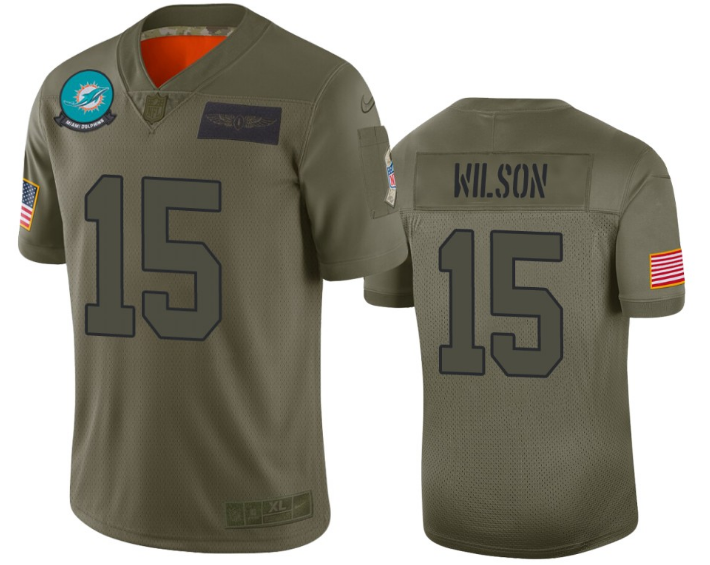 Men's Miami Dolphins #15 Albert Wilson 2019 Camo Salute To Service Limited Stitched NFL Jersey