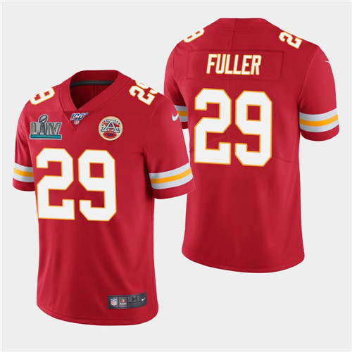 Men's Kansas City Chiefs #29 Kendall Fuller Red Super Bowl LIV With 100th Season Patch Vapor Untouchable Limited Stitched NFL Jersey