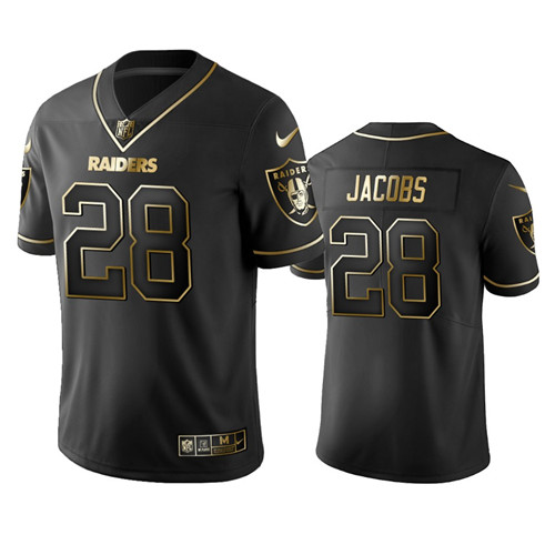 Men's Oakland Raiders #28 Josh Jacobs Black 2019 Golden Edition Limited Stitched NFL Jersey