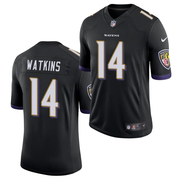 Men's Baltimore Ravens #14 Sammy Watkins Black NFL Stitched Jersey