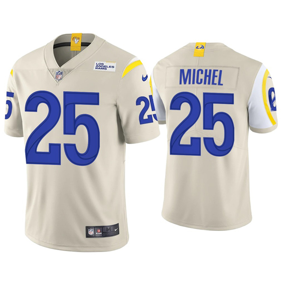 Men's Los Angeles Rams #25 Sony Michel Bone White Stitched NFL Jersey