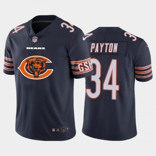 Men's Chicago Bears #34 Walter Payton Navy 2020 Team Big Logo Limited Stitched NFL Jersey