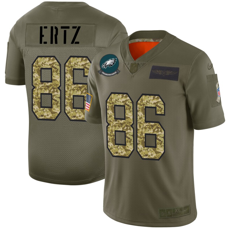 Men's Philadelphia Eagles #86 Zach Ertz 2019 Olive/Camo Salute To Service Limited Stitched NFL Jersey
