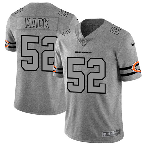 Men's Chicago Bears #52 Khalil Mack 2019 Gray Gridiron Team Logo Limited Stitched NFL Jersey
