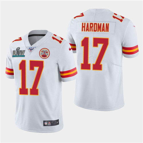 Men's Chiefs #17 Mecole Hardman White Super Bowl LIV Vapor Untouchable Limited Stitched NFL Jersey